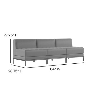 Flash Furniture HERCULES Imagination Series LeatherSoft Waiting Room Reception Set, Gray, 3-Piece (ZBIMAGMIDCH3GY)