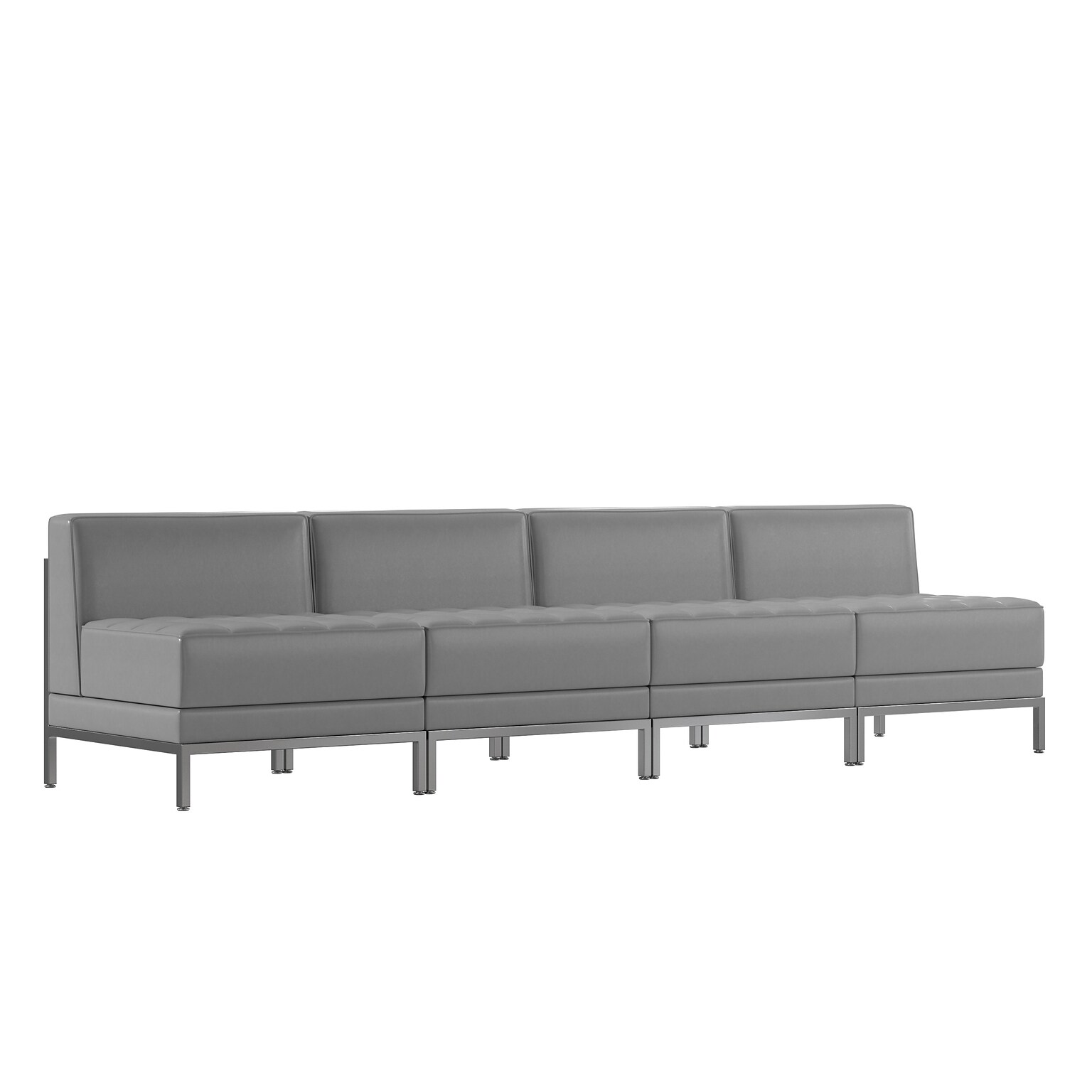 Flash Furniture HERCULES Imagination Series LeatherSoft Waiting Room Reception Set, Gray, 4-Piece (ZBIMAGMIDCH4GY)