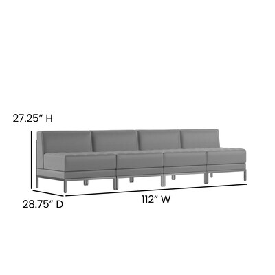 Flash Furniture HERCULES Imagination Series LeatherSoft Waiting Room Reception Set, Gray, 4-Piece (ZBIMAGMIDCH4GY)