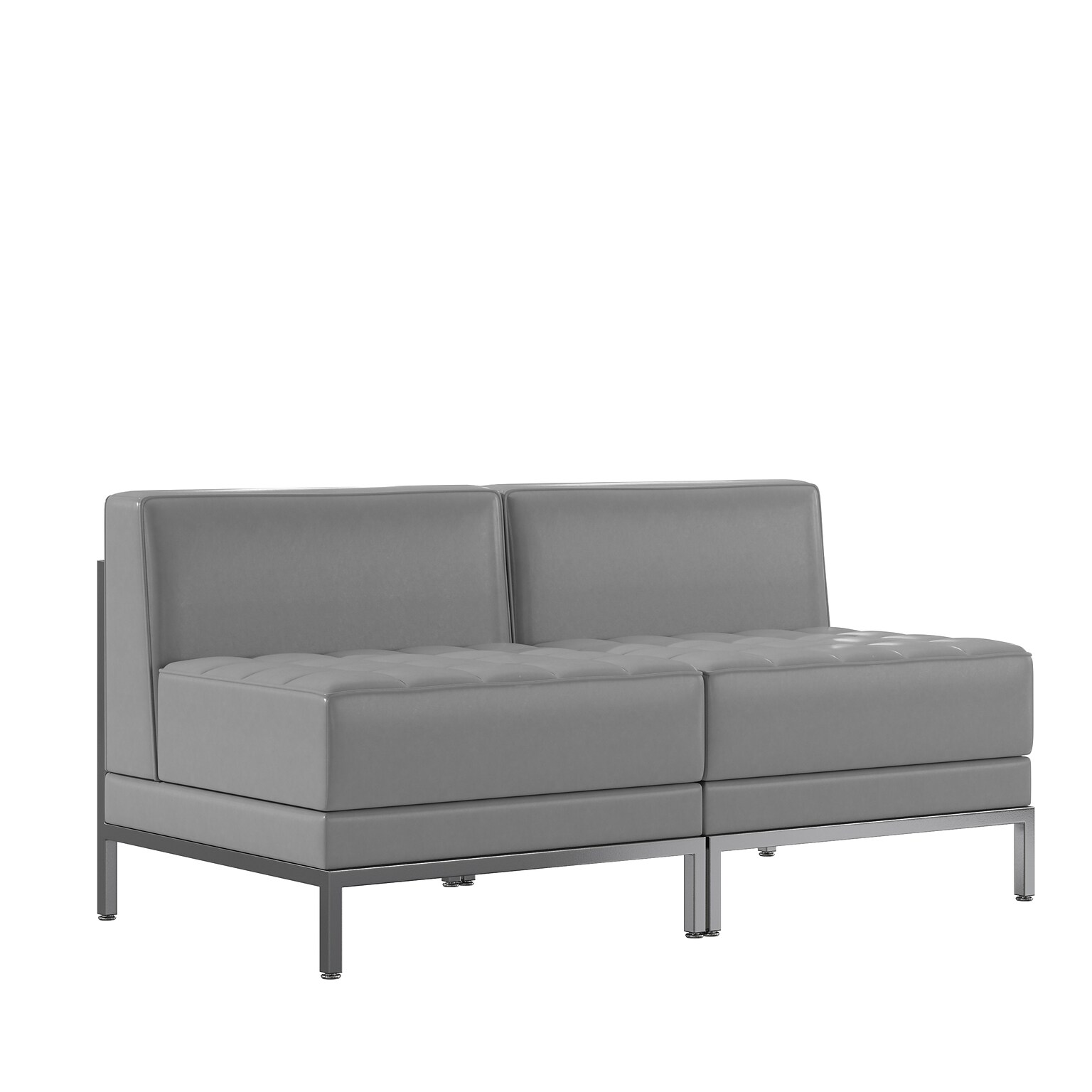 Flash Furniture HERCULES Imagination Series LeatherSoft Waiting Room Reception Set, Gray, 2-Piece (ZBIMAGMIDCH2GY)