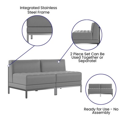 Flash Furniture HERCULES Imagination Series LeatherSoft Waiting Room Reception Set, Gray, 2-Piece (ZBIMAGMIDCH2GY)