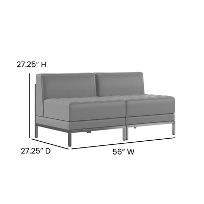 Flash Furniture HERCULES Imagination Series LeatherSoft Waiting Room Reception Set, Gray, 2-Piece (ZBIMAGMIDCH2GY)