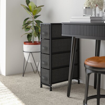 Flash Furniture 4 Drawer Slim Vertical Storage Dresser, Black/Dark Gray (WX5L203BKGR)