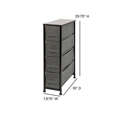 Flash Furniture 4 Drawer Slim Vertical Storage Dresser, Black/Dark Gray (WX5L203BKGR)