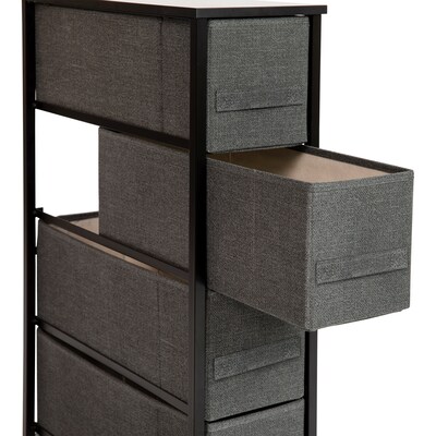 Flash Furniture 4 Drawer Slim Vertical Storage Dresser, Black/Dark Gray (WX5L203BKGR)