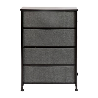 Flash Furniture 4 Drawer Slim Vertical Storage Dresser, Black/Dark Gray (WX5L203BKGR)