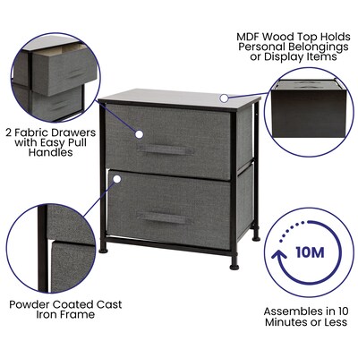 Flash Furniture 2 Drawer Nightstand, Black/Dark Gray (WX5L200BKGR)