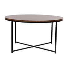 Flash Furniture Hampstead Collection 35.5 x 35.5 Living Room Coffee Table, Walnut/Matte Black (NAN