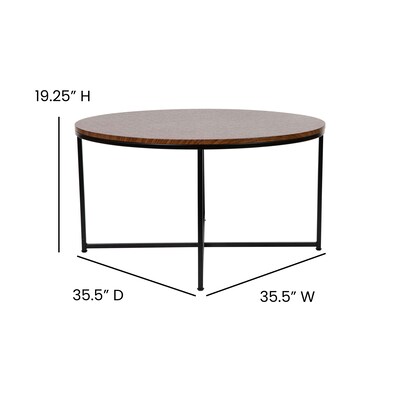 Flash Furniture Hampstead Collection 35.5" x 35.5" Living Room Coffee Table, Walnut/Matte Black (NANJH1787CTWBK)