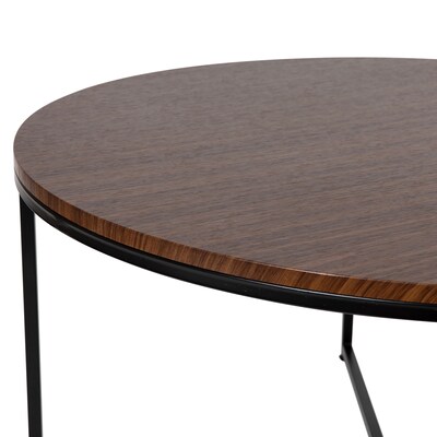 Flash Furniture Hampstead Collection 35.5" x 35.5" Living Room Coffee Table, Walnut/Matte Black (NANJH1787CTWBK)