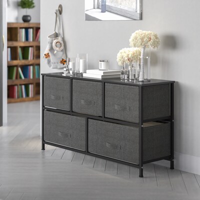Flash Furniture 5 Drawer Vertical Storage Dresser, Black/Dark Gray (WX5L206XBKGR)