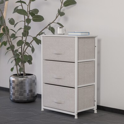 Flash Furniture 3 Drawer Vertical Storage Dresser, White/Light Gray (WX5L20XWHGR)