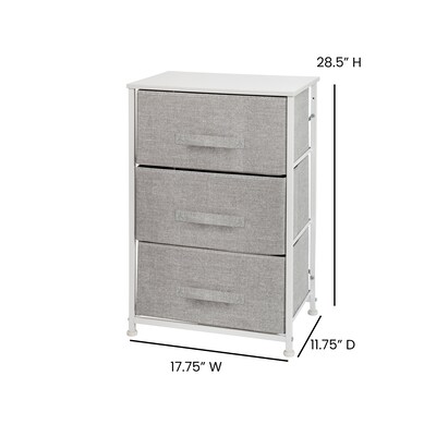 Flash Furniture 3 Drawer Vertical Storage Dresser, White/Light Gray (WX5L20XWHGR)