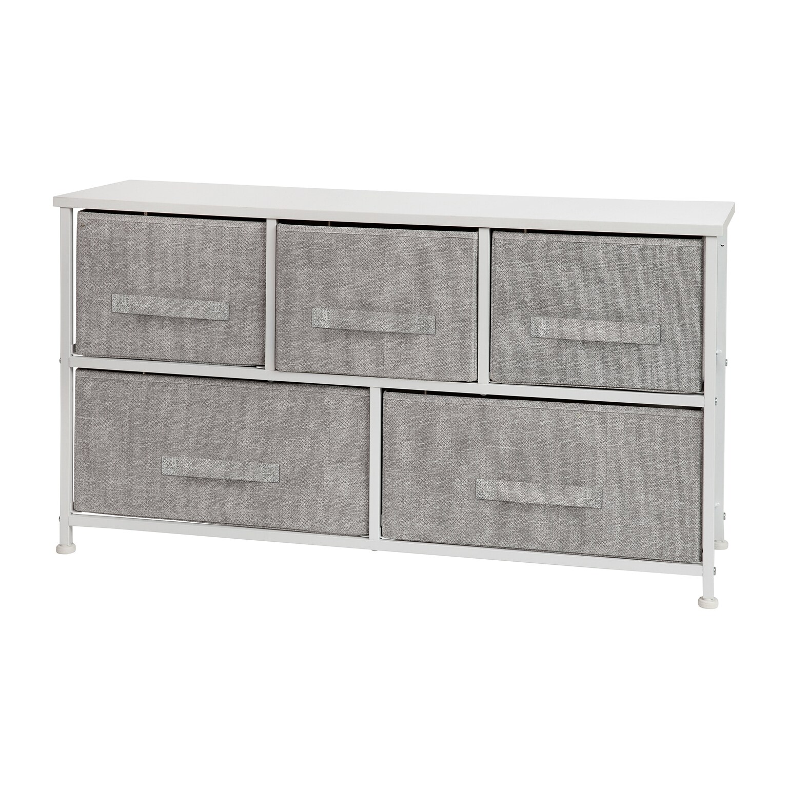 Flash Furniture 5 Drawer Vertical Storage Dresser, White/Light Gray (WX5L206XWHGR)