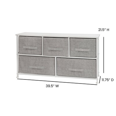 Flash Furniture 5 Drawer Vertical Storage Dresser, White/Light Gray (WX5L206XWHGR)