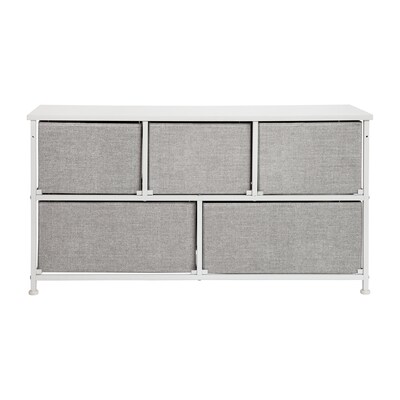 Flash Furniture 5 Drawer Vertical Storage Dresser, White/Light Gray (WX5L206XWHGR)