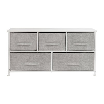 Flash Furniture 5 Drawer Vertical Storage Dresser, White/Light Gray (WX5L206XWHGR)