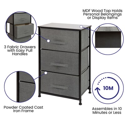 Flash Furniture 3 Drawer Vertical Storage Dresser, Black/Dark Gray (WX5L20XBKGR)