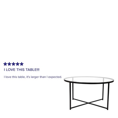 Flash Furniture Greenwich Collection 35.5" x 35.5" Living Room Accent Table Set, Clear/Matte Black (NANCEK1786BK)