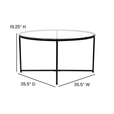 Flash Furniture Greenwich Collection 35.5" x 35.5" Living Room Accent Table Set, Clear/Matte Black (NANCEK1786BK)