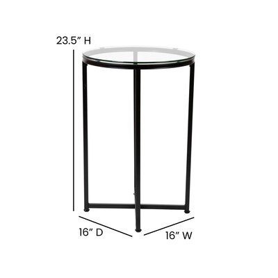 Flash Furniture Greenwich Collection 35.5" x 35.5" Living Room Accent Table Set, Clear/Matte Black (NANCEK1786BK)