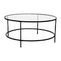 Flash Furniture Astoria Collection 35.25 x 35.25 Living Room Coffee Table, Clear/Matte Black (NANJ