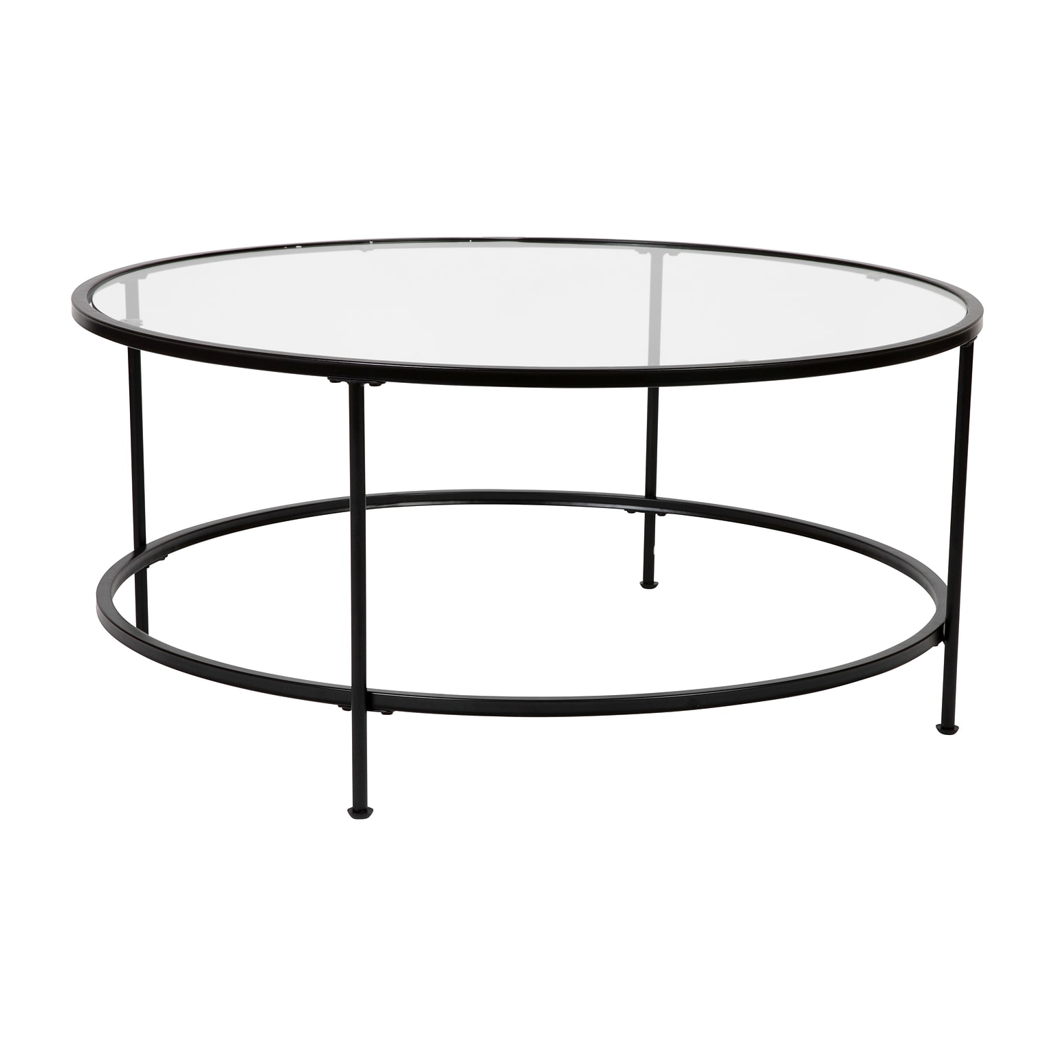 Flash Furniture Astoria Collection 35.25 x 35.25 Living Room Coffee Table, Clear/Matte Black (NANJN21750CTBK)