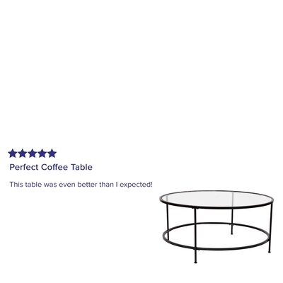 Flash Furniture Astoria Collection 35.25" x 35.25" Living Room Coffee Table, Clear/Matte Black (NANJN21750CTBK)