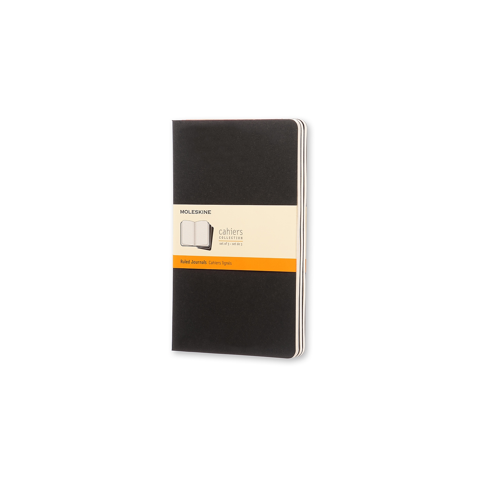 Moleskine Cahier Journal, Set of 3, Soft Cover, Large, 5 x 8.25, Ruled, Black (704956)