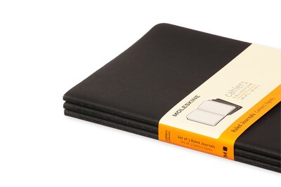 Moleskine Cahier Journal, Set of 3, Soft Cover, Large, 5" x 8.25", Ruled, Black (704956)