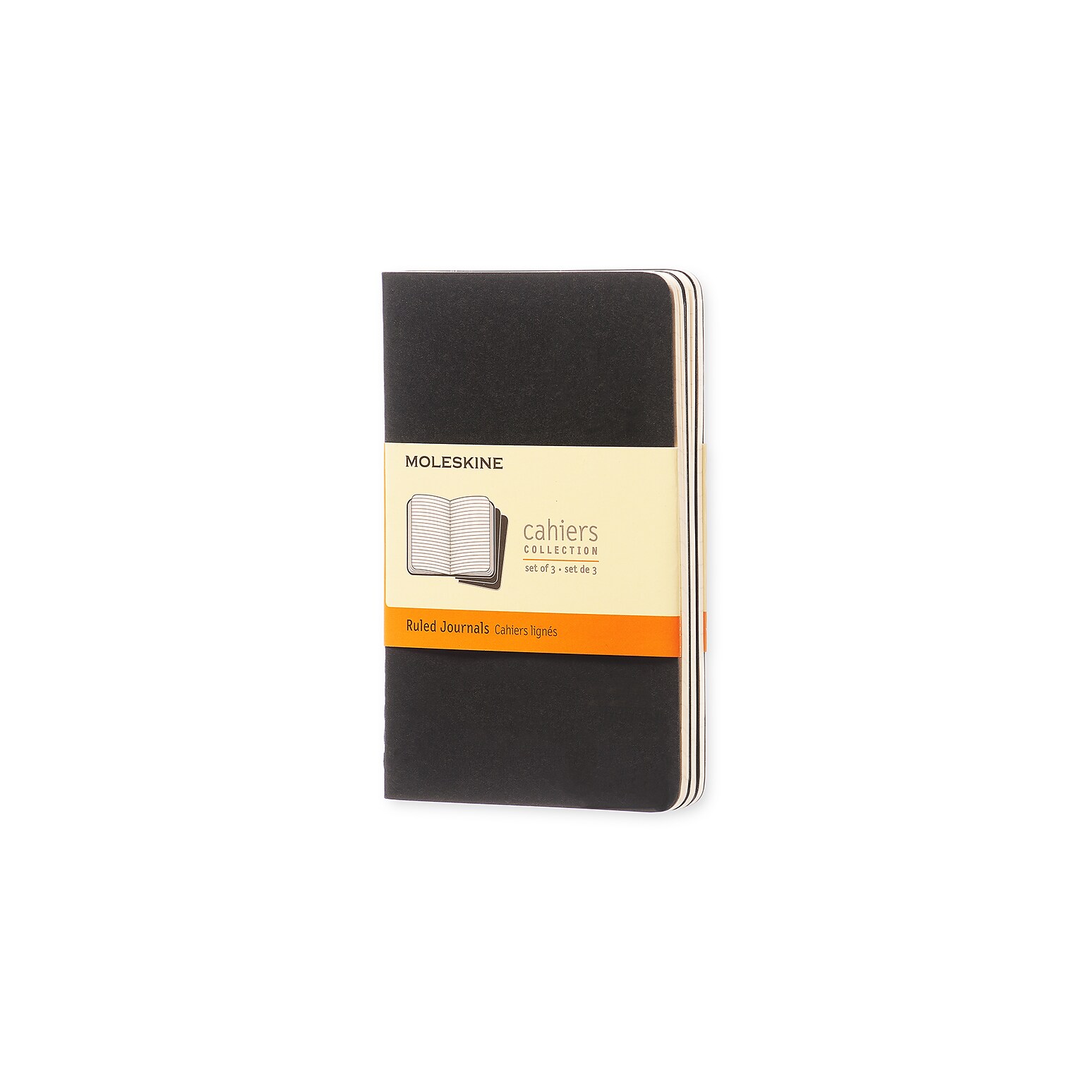 Moleskine Cahier Journal, Set of 3, Soft Cover, Pocket, 3.5 x 5.5, Ruled, Black (704895)