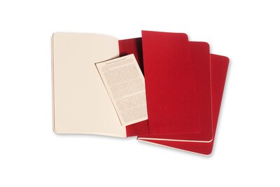 Moleskine Cahier Journal, 5" x 8.25", Red, 80 Pages, 3/Pack (43190-PK3)