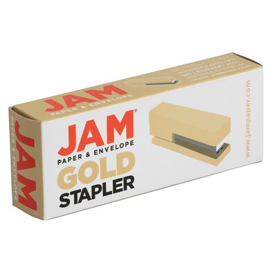 JAM Paper Modern Desktop Stapler, 10 Sheet Capacity, Gold (337GOZ)