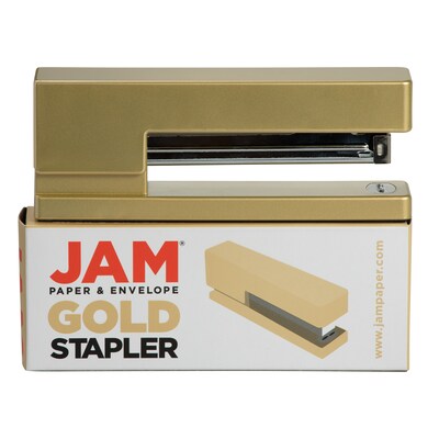 JAM Paper Modern Desktop Stapler, 10 Sheet Capacity, Gold (337GOZ)