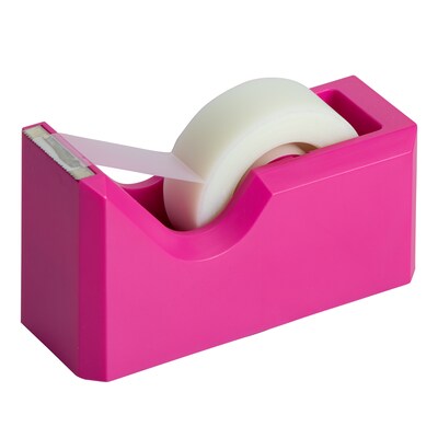 JAM Paper® Office & Desk Sets, 1 Stapler & 1 Tape Dispenser, Fuchsia Pink, 2/Pack (3378pi)