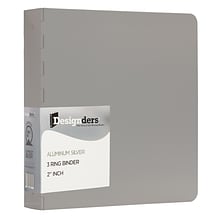 JAM Paper Heavy Duty 2 3-Ring Non-View Binder, Silver Aluminum (301933555)