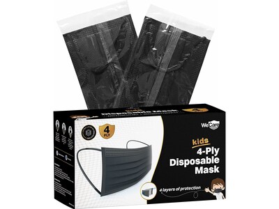 WeCare Disposable Face Mask, Kids, Black, 50/Pack (WMN100124)