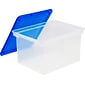 Storex File Storage Box with Snap-On Lid, Letter/Legal Size, Clear/Blue (STX61508U01C)