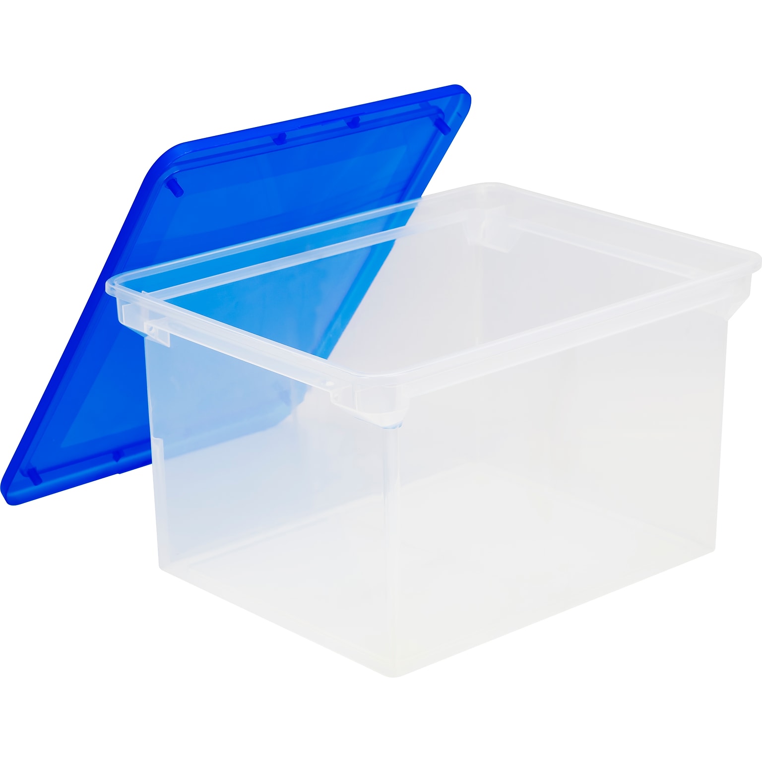 Storex File Storage Box with Snap-On Lid, Letter/Legal Size, Clear/Blue (STX61508U01C)