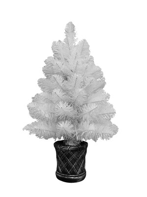 Fraser Hill Farm Holiday Indoor Tabletop 2 Fiber Optic Prelit Christmas Tree, White (FFFTFOPT024-6W