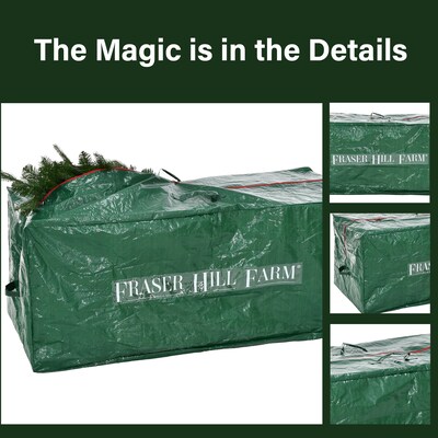 Fraser Hill Farm Holiday Heavy-Duty Storage Bag for Christmas Trees Up To 7.5 Feet, Green (FFSBTR056-RD1)