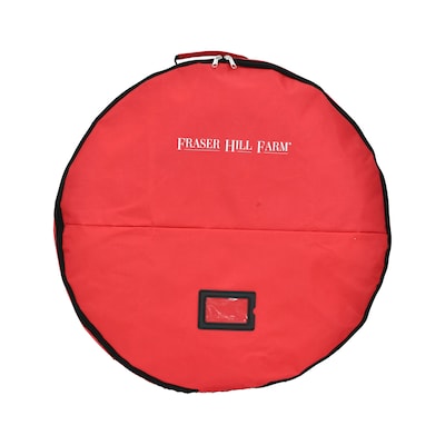 Fraser Hill Farm Holiday 36 Heavy-Duty Storage Bag for Large Wreaths and Garlands, Red (FFSBWR039-R