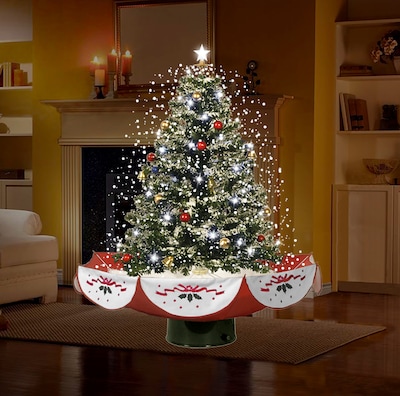 Fraser Hill Farm Let It Snow Series 29 Musical Snowy Tree, Green/Red (FSTR029A-RD)
