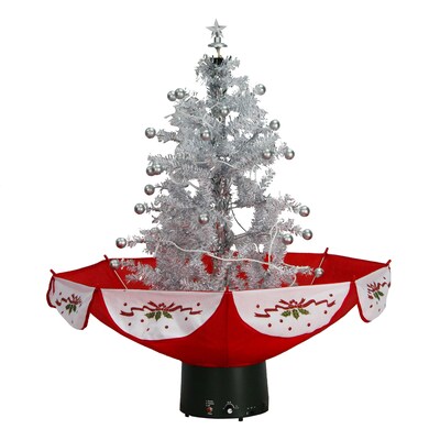 Fraser Hill Farm Let It Snow Series 29 Silvery White Tree with Base and Snow Function, White (FSTR029A-WHT)