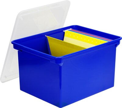 Storex Plastic Locking File Tote, Letter/Legal, Blue (STX61554U01C)