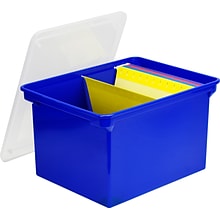 Storex Plastic Locking File Tote, Letter/Legal, Blue (STX61554U01C)