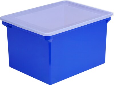 Storex Plastic Locking File Tote, Letter/Legal, Blue (STX61554U01C)