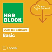H&R Block Basic Tax Software 2021 for 1 User, Mac OS X, Download (1023800-21)