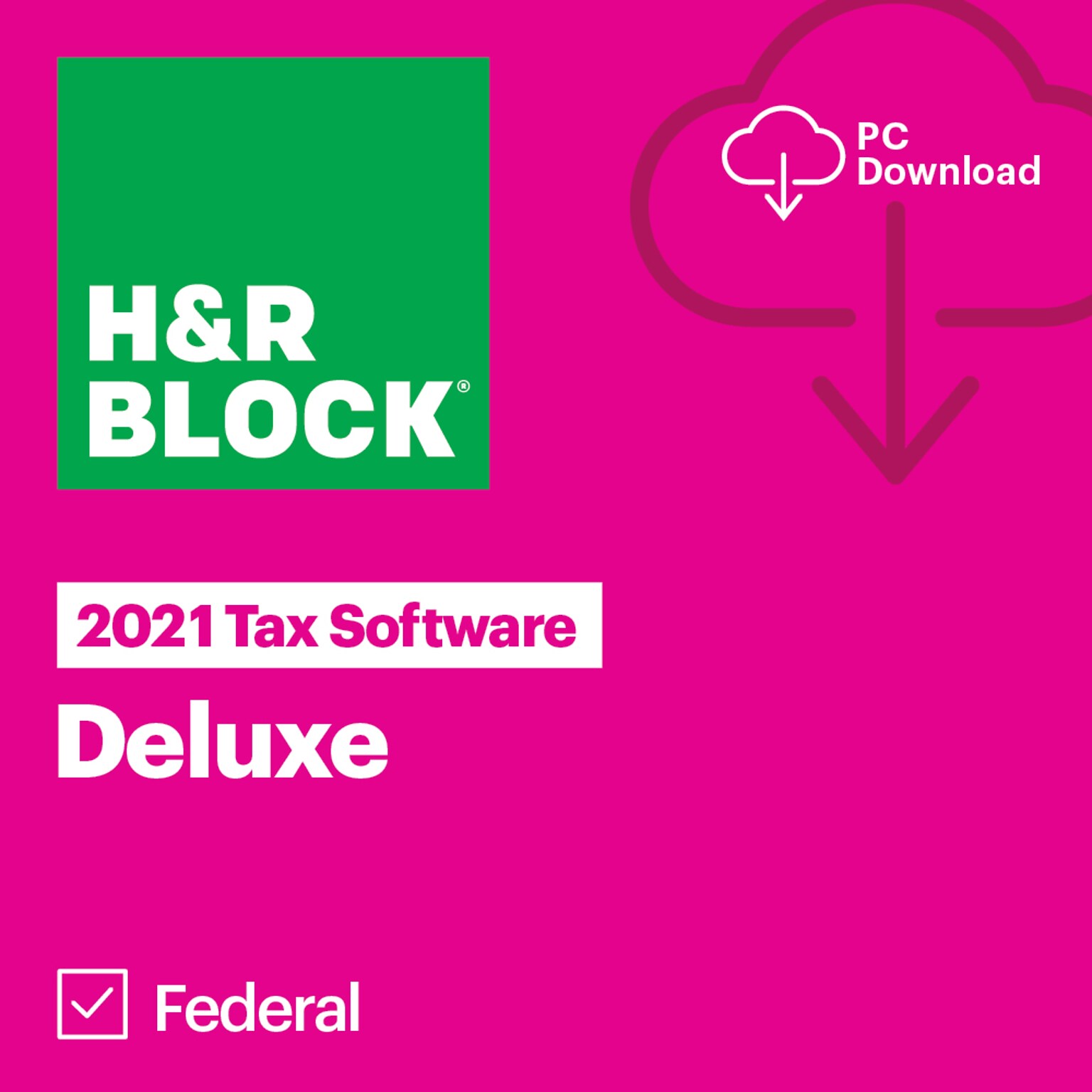 H&R Block Deluxe Tax Software 2021 for 1 User, Windows, Download (1413800-21)