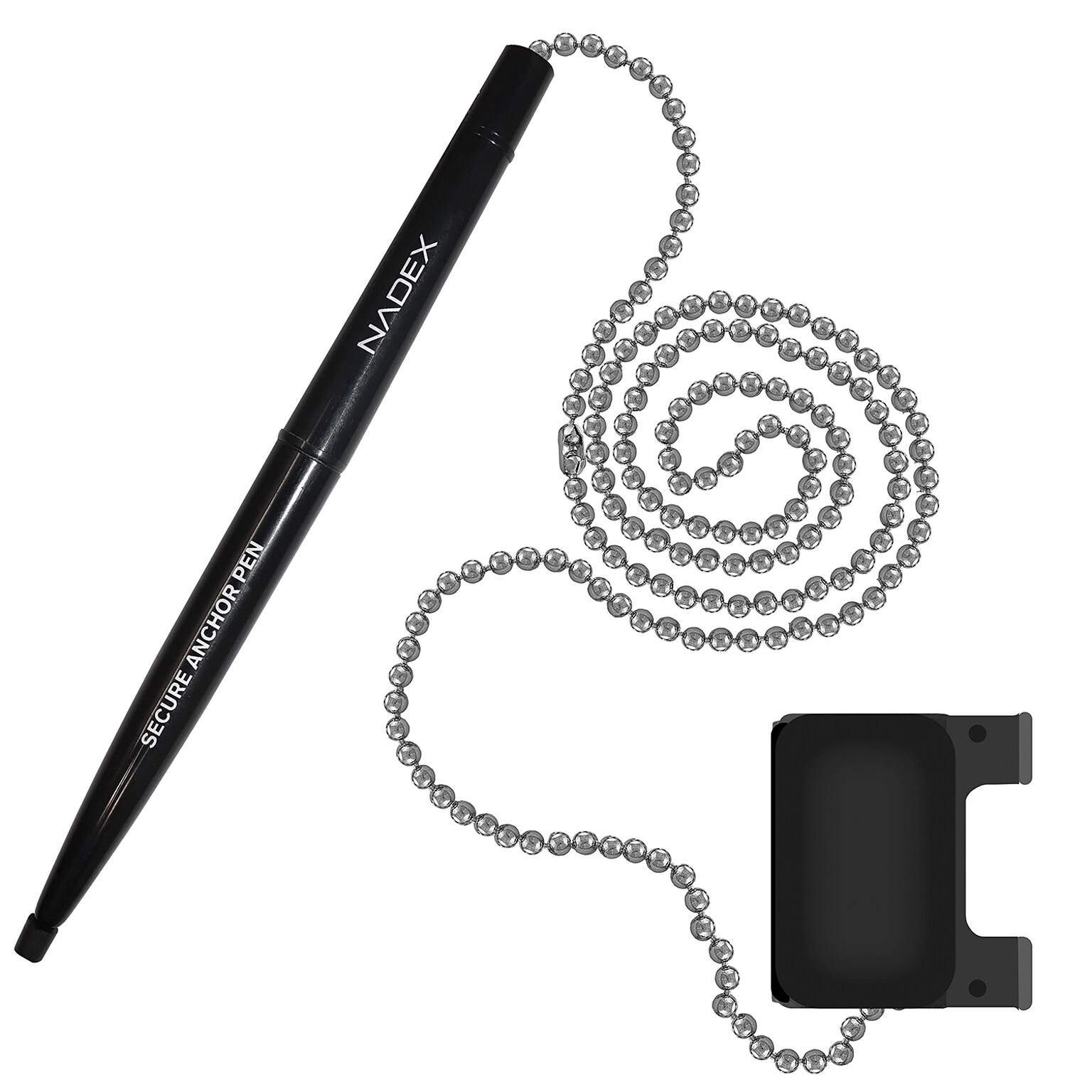 Nadex Coins Ball and Chain Security Pen Set, Black, Dozen (NCC1-1135)